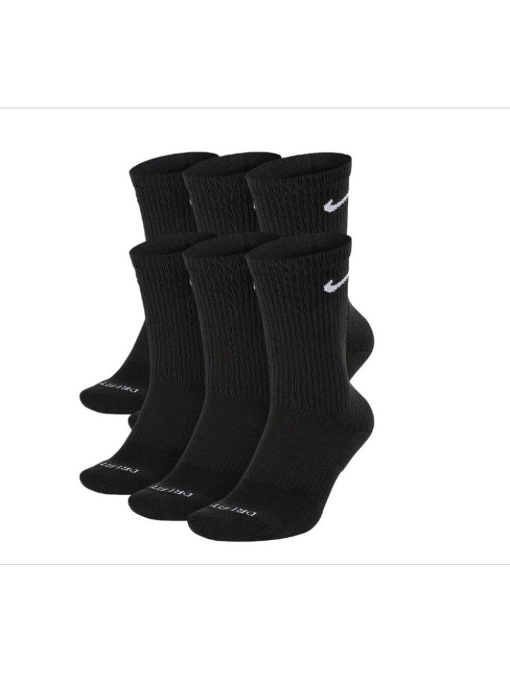 Nike Everyday Plus Dri-FIT Adult Unisex Cushioned 6 Pack Crew Socks Mens L (8-12